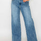 bytos full-size high rise wide leg jeans with pockets, stylish denim look, comfortable and flattering fit.