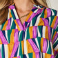 DOUBLE TAKE Full Size Geometric Notched Raglan Sleeve Blouse at Bella Road