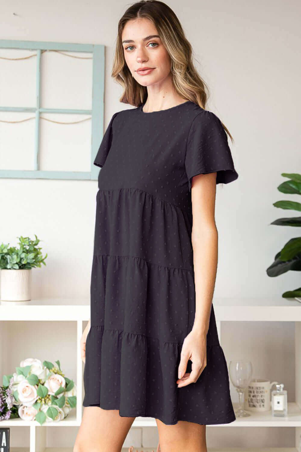 HEIMISH Swiss Dot Short Sleeve Tiered Dress at Bella Road