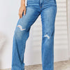 Judy Blue High Waist Distressed Straight-Leg Jeans | Full Size - Medium