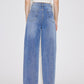 Back view of Bella Road High Waist Straight Leg Jeans with Pockets in blue denim