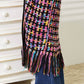 DOUBLE TAKE Full Size Multicolored Open Front Fringe Hem Cardigan at Bella Road