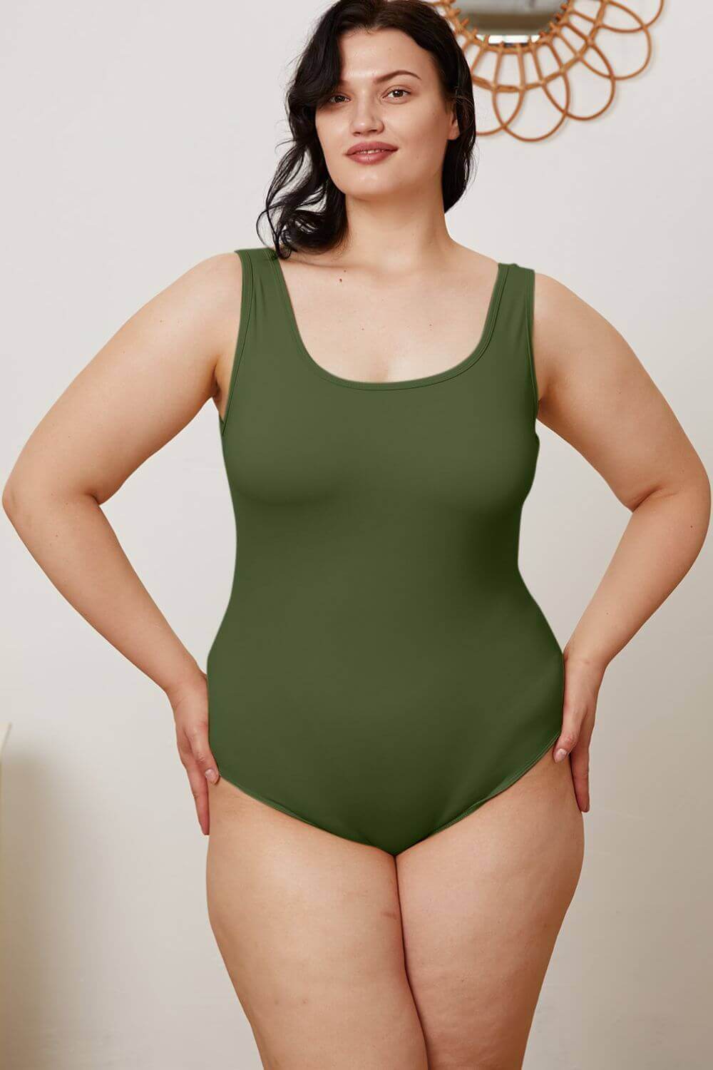 BASIC BAE Full Size Square Neck Sleeveless Bodysuit at Bella Road