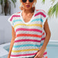 BELLA ROAD Striped V-Neck Slit Cover Up at Bella Road