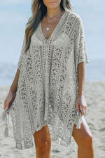 BELLA ROAD Openwork V-Neck Slit Cover Up at Bella Road