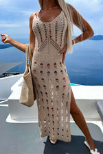 BELLA ROAD Openwork Slit Scoop Neck Sleeveless Cover Up at Bella Road