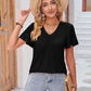 DOUBLE TAKE Ruched V-Neck Short Sleeve T-Shirt at Bella Road