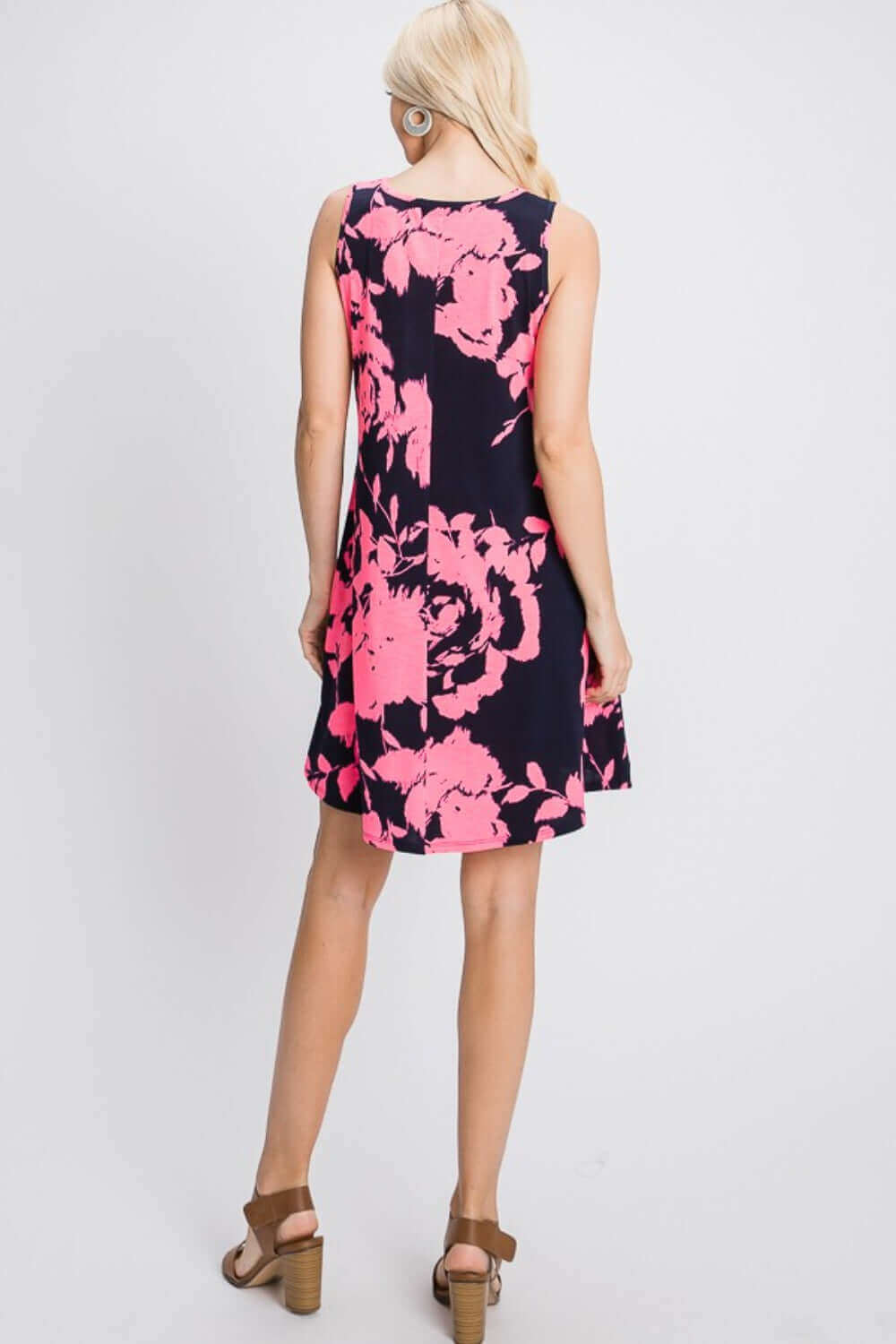 HEIMISH Full Size Floral V-Neck Tank Dress with Pockets at Bella Road