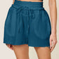 DOUBLE TAKE Full Size Texture Raw Trim Drawstring Shorts at Bella Road