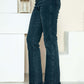 Judy Blue full size button fly straight jeans with distressed hem, featuring a modern design and stylish button closure.