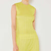 Pleated Sleeveless Crewneck Tank - Lime