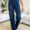 Judy Blue High Waist Straight Cargo Jeans - Dark