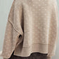 Cozy Bella Road Slit Round Neck Sweater in beige, featuring long sleeves and a chic design, perfect for fall fashion.