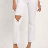 RISEN Full Size Distressed Cropped Straight Jeans - White