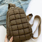 Stylish Bella Road Quilted Nylon Crossbody Bag in brown with adjustable strap, perfect for trendy outfits and adventures.