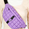 Fame Carabiner Bubble Texture Quilted Sling Bag - Purple