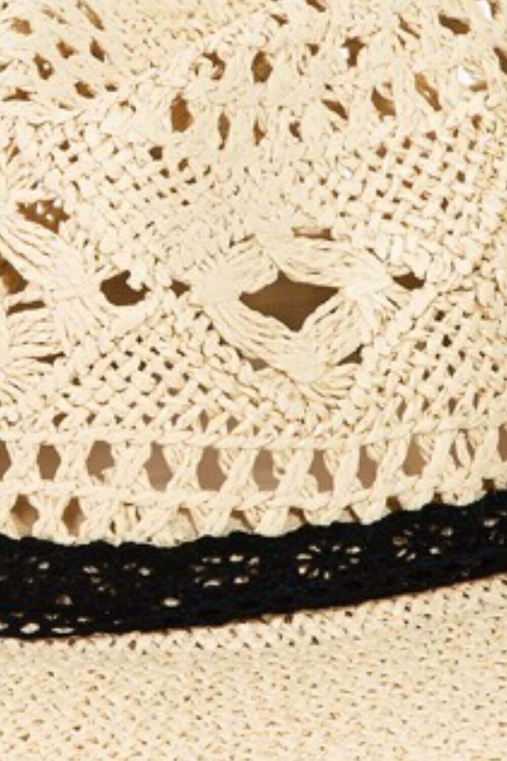 FAME Openwork Lace Detail Wide Brim Hat at Bella Road