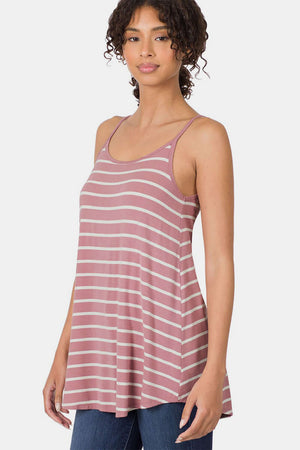 Striped Curved Hem Cami