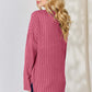 Ribbed Half Button Long Sleeve High-Low T-Shirt