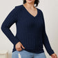 Basic Bae Ribbed V-Neck Long Sleeve T-Shirt