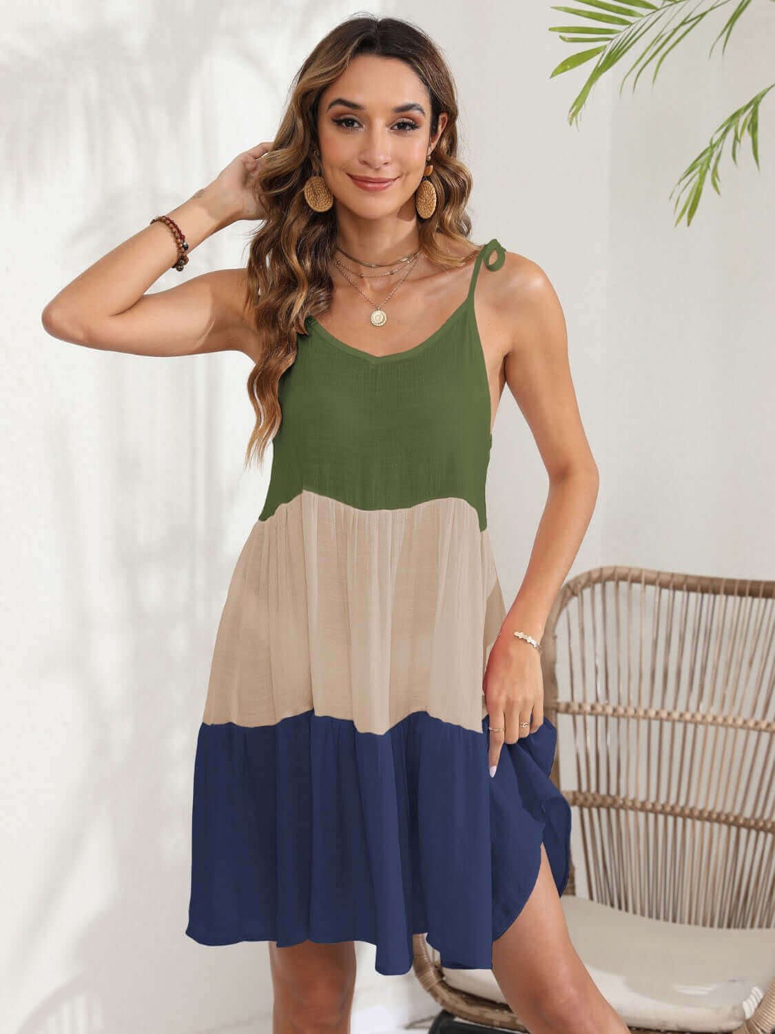 BELLA ROAD Color Block Spaghetti Strap Cover-Up Dress at Bella Road