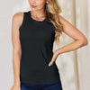 Round Neck Slim Tank | Full Size - Black