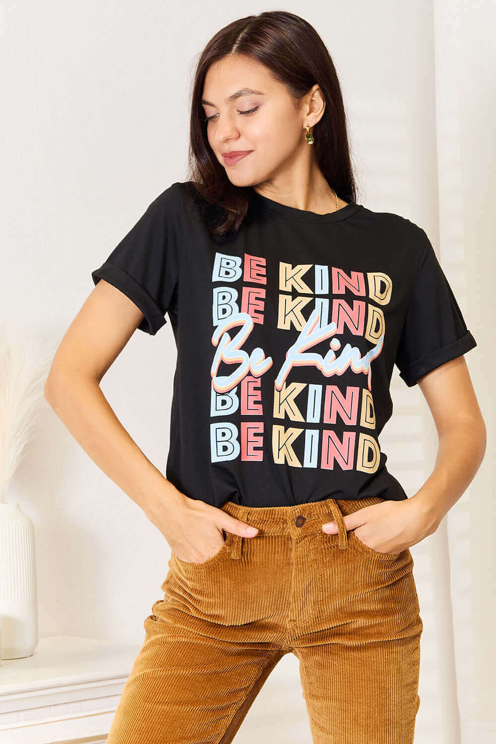 SIMPLY LOVE BE KIND Graphic Round Neck T-Shirt at Bella Road