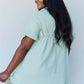 Out Of Time Full Size Ruffle Hem Dress with Drawstring Waistband in Light Sage