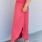 DOUBLJU Comfort Princess Full Size High Waist Scoop Hem Maxi Skirt in Hot Pink at Bella Road