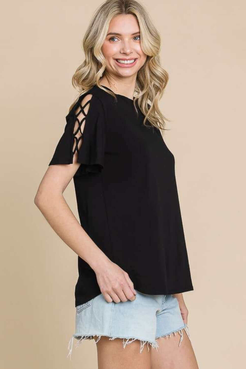 CULTURE CODE Round Neck Crisscross Short Sleeve T-Shirt at Bella Road