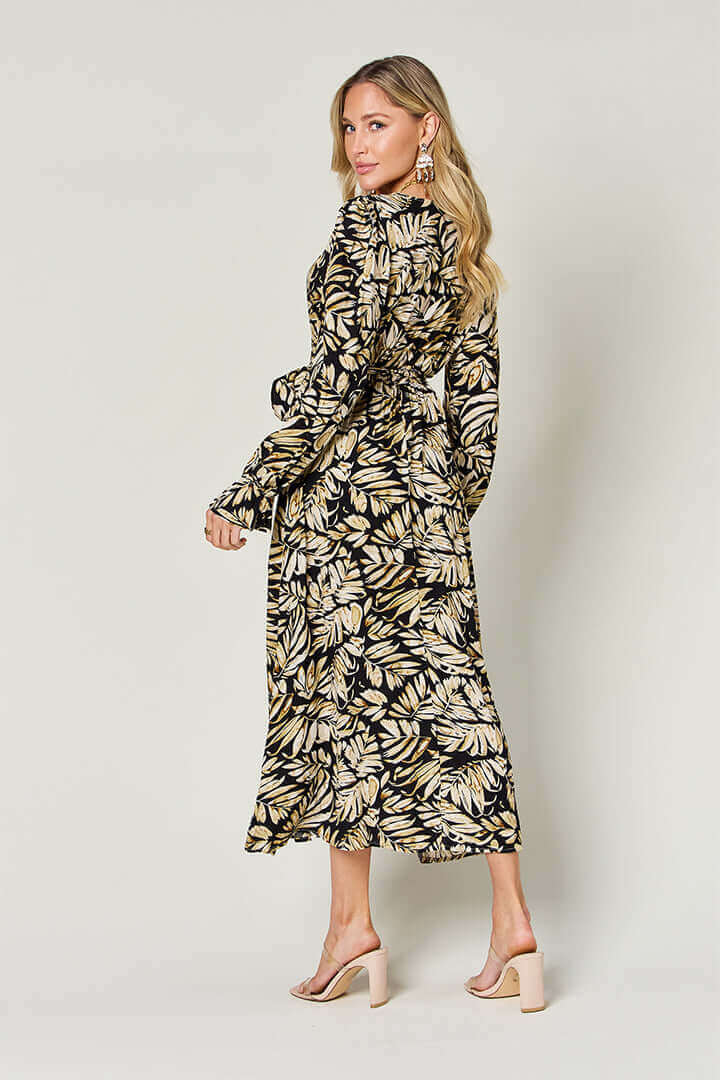 DOUBLE TAKE Full Size Tie Back Flounce Sleeve Dress at Bella Road