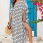 BELLA ROAD Slit Printed V-Neck Half Sleeve Cover Up at Bella Road