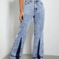 Woman wearing Bella Road Contrast Bootcut Jeans with Pockets, featuring stylish denim design and flattering silhouette.