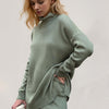 Basic Bae Side Slit Turtleneck Dropped Shoulder Sweater - Sage