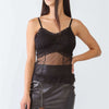 Sheer Mesh Lace Push-Up Bustier - Black