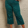 Judy Blue Hailey Full Size Tummy Control High Waisted Cropped Wide Leg Jeans - Teal