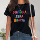 Letter Graphic Round Neck Short Sleeve T-Shirt