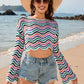 BELLA ROAD Striped Boat Neck Long Sleeve Cover Up at Bella Road