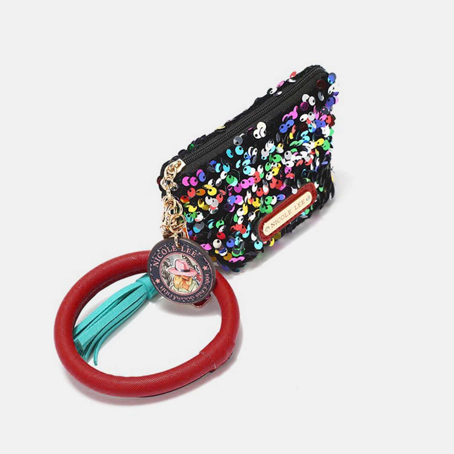 NICOLE LEE USA Sequin Pouch Wristlet Keychain at Bella Road