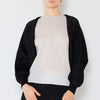 Rib Pleated Puff Sleeve Bolero Cardigan - Black