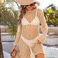 BELLA ROAD Cutout Round Neck Long Sleeve Cover-Up at Bella Road