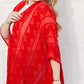 JUSTIN TAYLOR Pom-Pom Asymmetrical Poncho Cardigan in Red at Bella Road