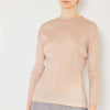 Pleated Long Sleeve Boatneck Top - Beige