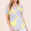 Floral Short Sleeve T-Shirt - Lilac Yellow