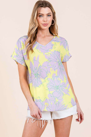 BOMBOM Floral Short Sleeve T-Shirt at Bella Road