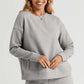 DOUBLE TAKE Full Size Texture Long Sleeve Top and Drawstring Shorts Set at Bella Road