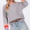 Color Block Waffle Knit T-Shirt - Grey