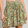 Floral Printed Smocked Waist Skorts - Green