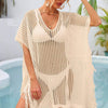 Fringe Trim Openwork Cover Up - Light Apricot