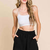 High Waist Paper bag Shorts - BLACK